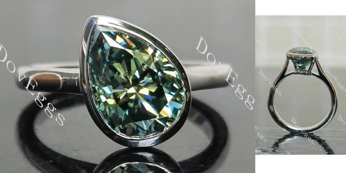 Bezel solitaire engagement ring only semi-mount only(Exclusively to DovEggs Stones)