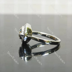 Oval bezel halo colored moissanite engagement ring| Doveggs