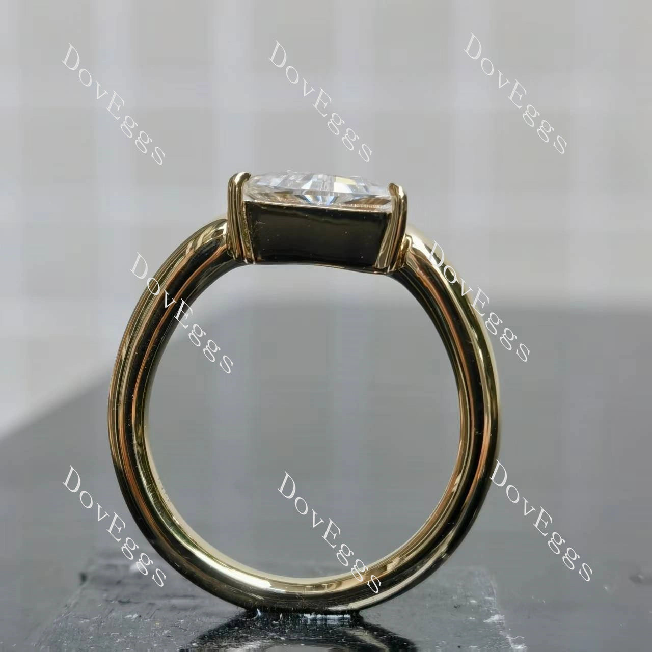 Triangle solitaire eleglant ethical lab diamond engagement ring only semi-mount only(Exclusively to DovEggs Stones)