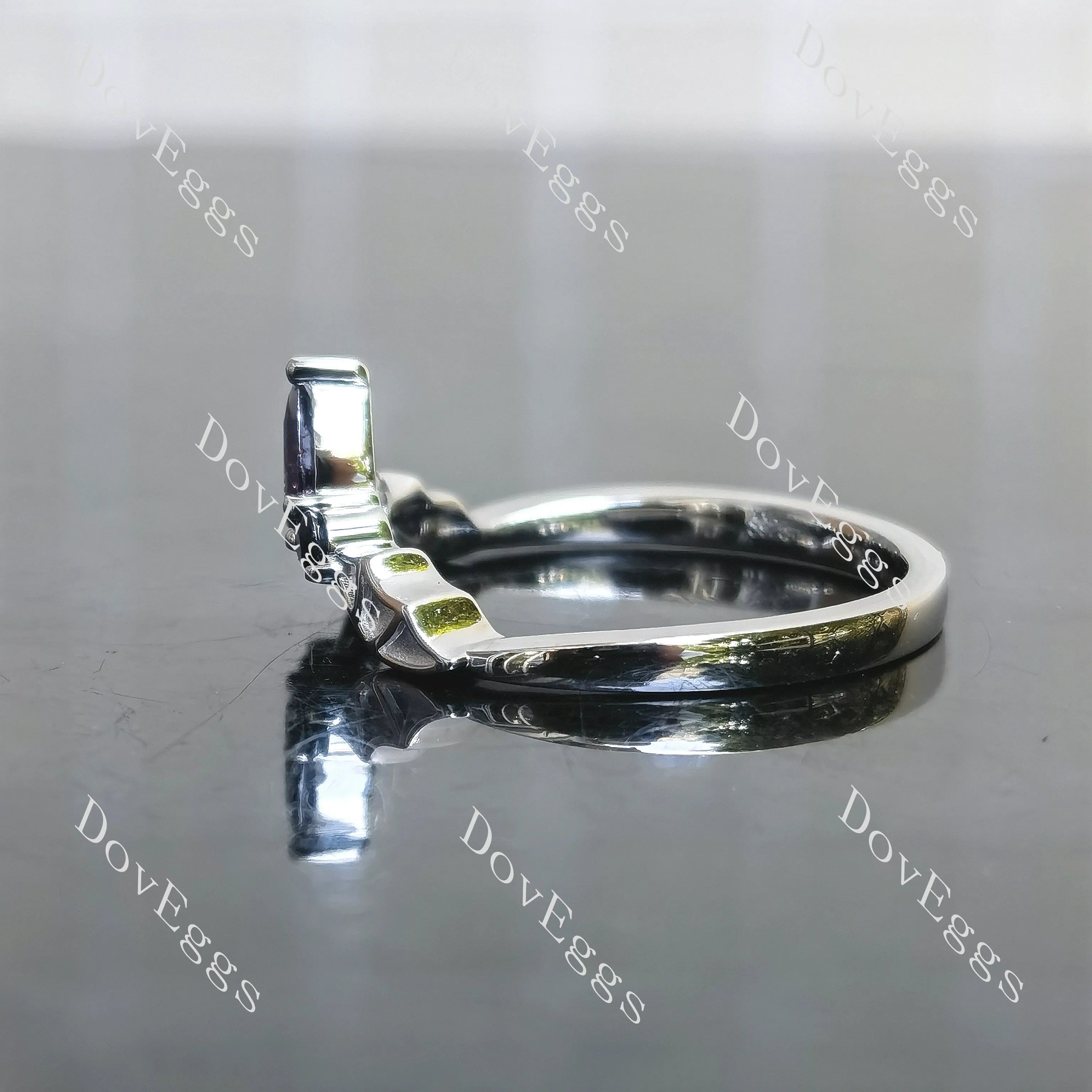 OZZY prince of darkness-Pear Vampire Gothic Bat Wings colored gem wedding band-2.0mm band width| Doveggs
