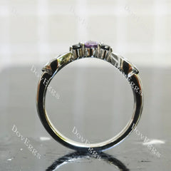 OZZY prince of darkness-Pear Vampire Gothic Bat Wings colored gem wedding band-2.0mm band width| Doveggs