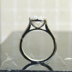 Cushion bezel solitaire brilliant moissanite engagement ring| DovEggs