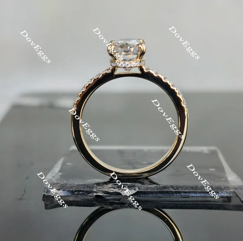 Miranda-Oval pave moissanite engagement ring| DovEggs