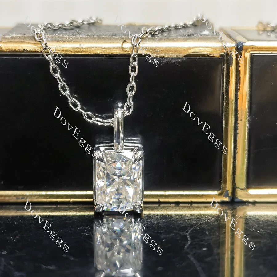 Art deco pave hidden halo lab diamond pendant necklace semi-mount only(Exclusively to DovEggs Stones)