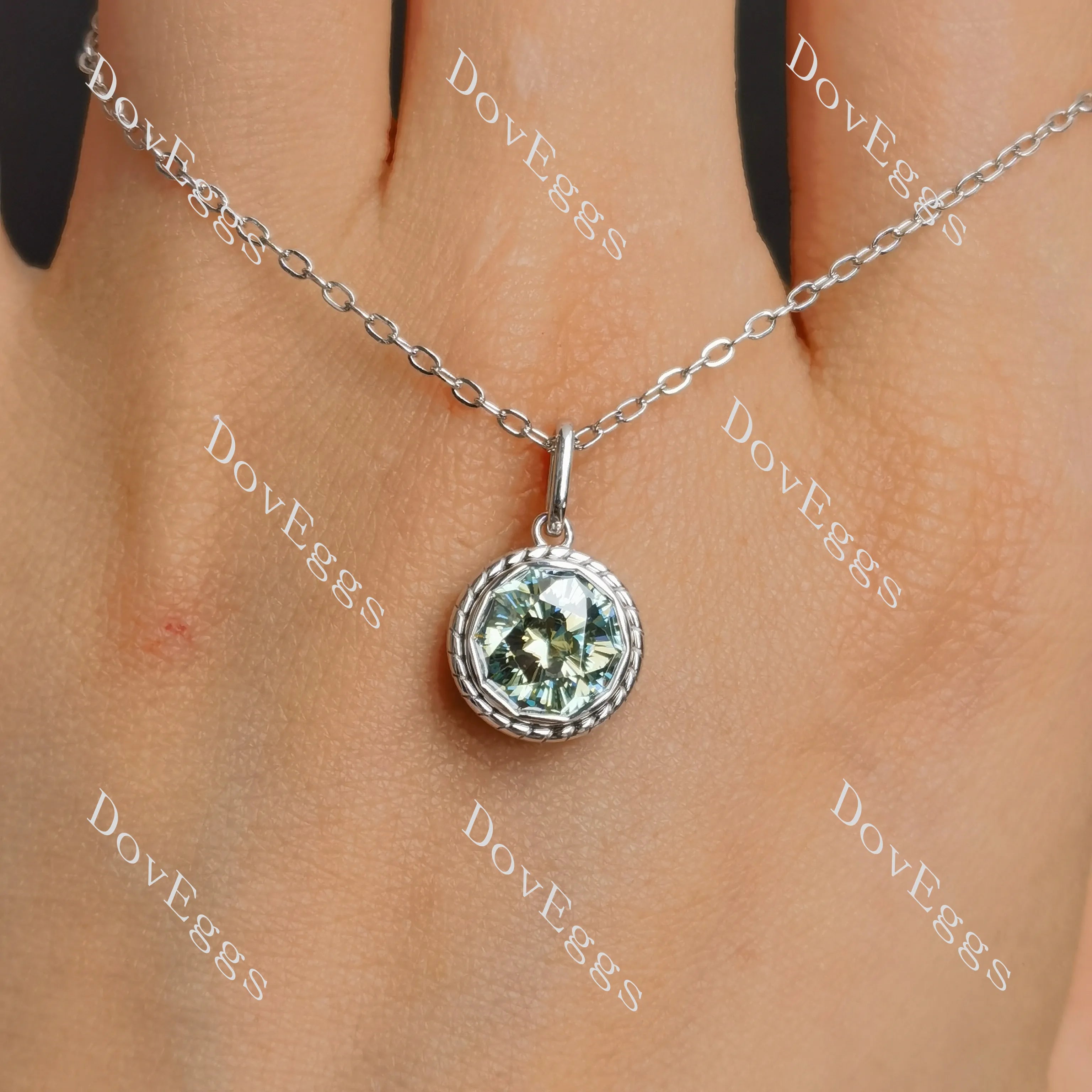Octagon solitaire moissanite pendant necklace (pendant only)| Doveggs
