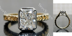 Radiant bezel carved moissanite engagement ring| DovEggs