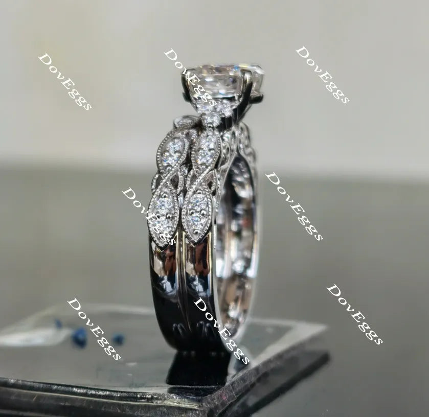 Oval art deco moissanite bridal set(2 rings)| DovEggs
