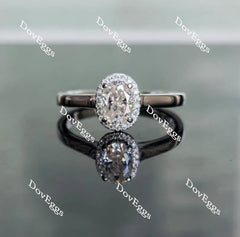 Oval cathedral halo moissanite engagement ring| DovEggs