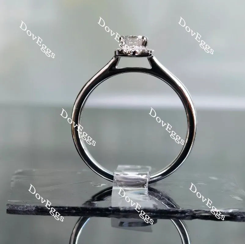 Oval cathedral halo moissanite engagement ring| DovEggs