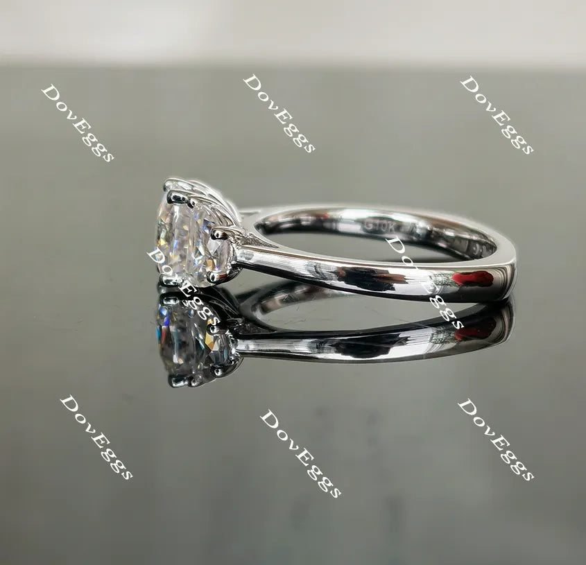 Oval three stones moissanite engagement ring| Doveggs
