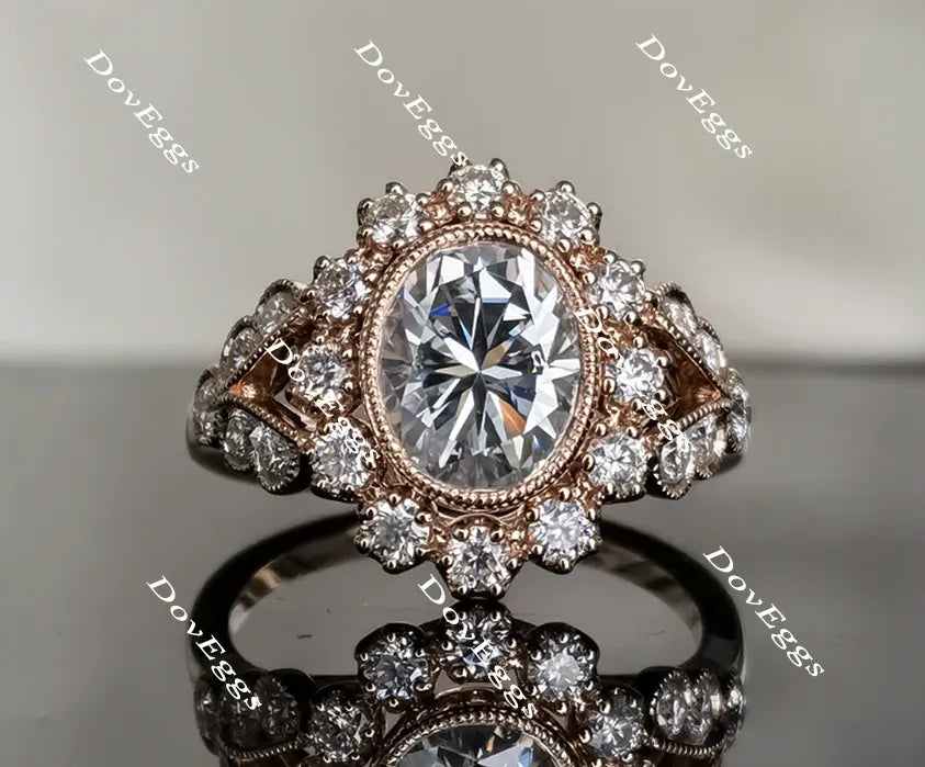 Group Order flower shape halo split shank moissanite/colored gem engagement ring