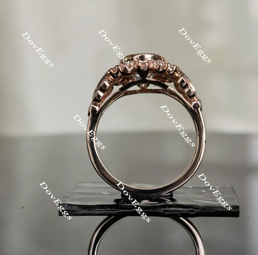 Marisol-Oval flower shape halo split shank oval engagement ring| DovEggs