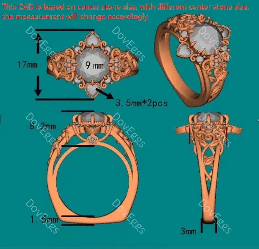 Floral engagement ring only semi-mount only(Exclusively to DovEggs Stones)