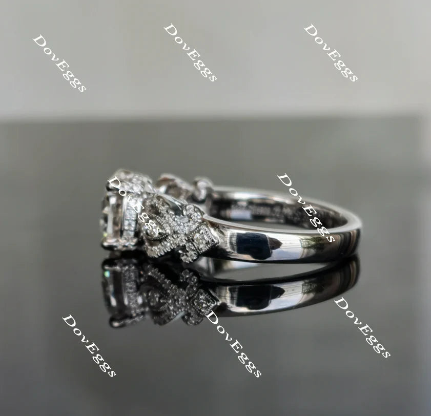 Doveggs art deco pave engagement ring only semi-mount only(Exclusively to DovEggs Stones)