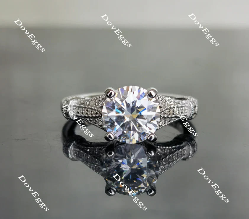 Doveggs art deco pave engagement ring only semi-mount only(Exclusively to DovEggs Stones)