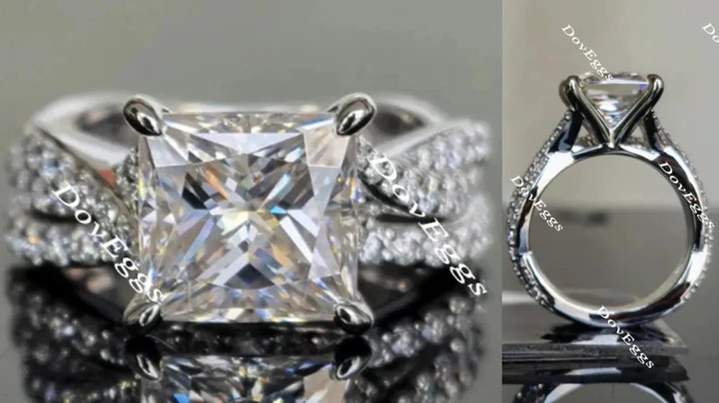 Doveggs curved band engagement ring only semi-mount only(Exclusively to DovEggs Stones)
