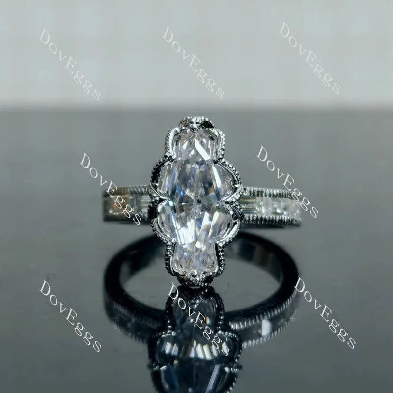 Half eternity floral pave engagement ring semi-mount only(Exclusively to DovEggs Stones)