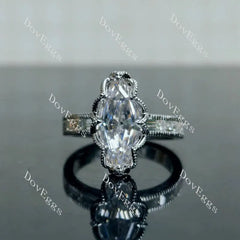 Half eternity floral pave engagement ring semi-mount only(Exclusively to DovEggs Stones)