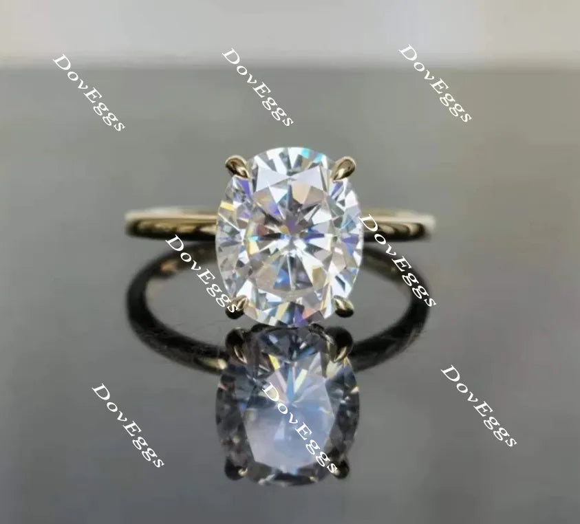 Oval hidden halo moissanite engagement ring| Doveggs