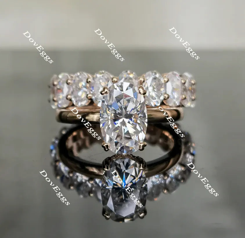 Oval pave moissanite engagement ring(engagement ring only)| DovEggs