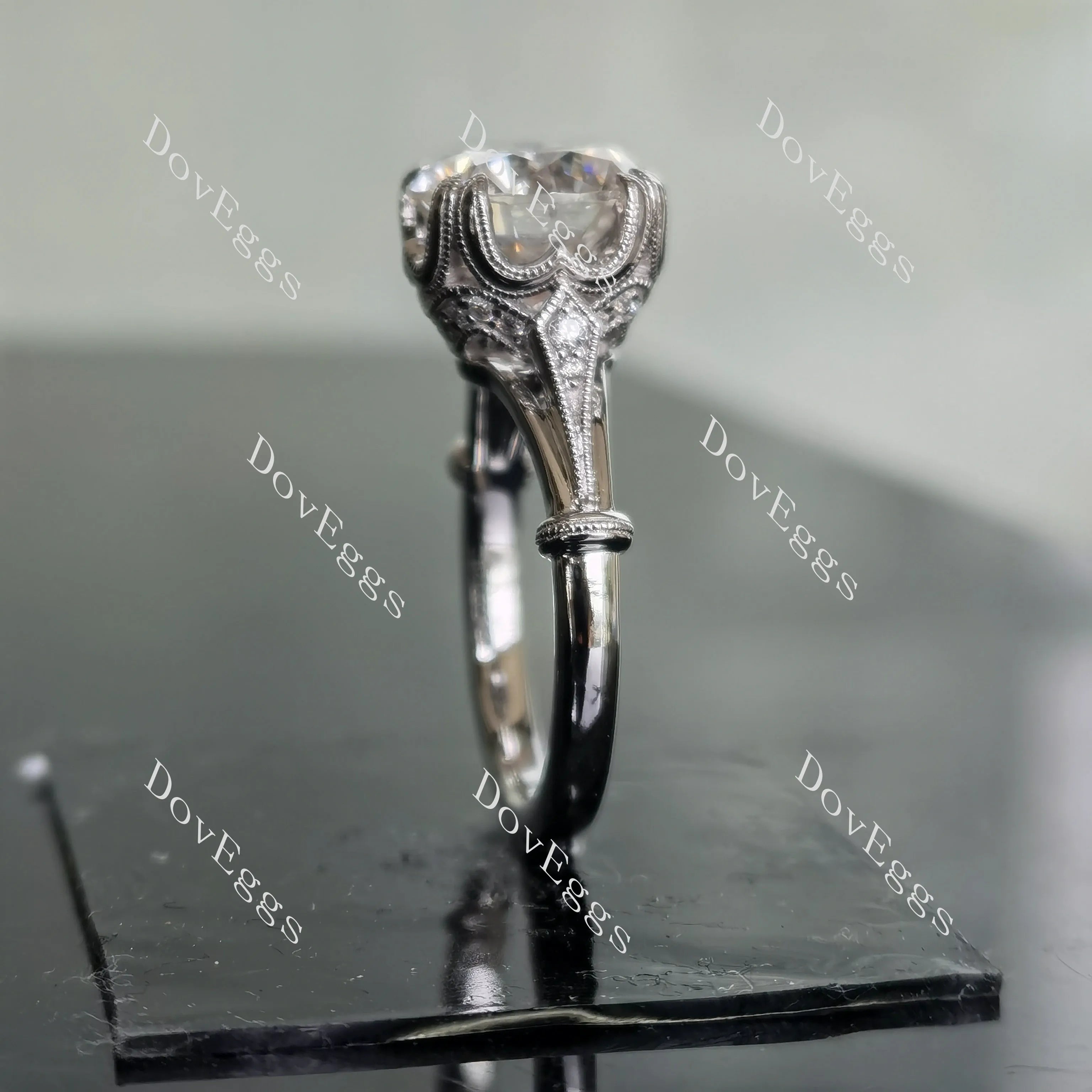 Pave lab diamond engagement ring set semi-mount only(Exclusively to DovEggs Stones)