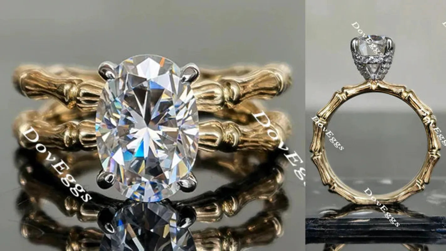 Curved bamboo engagement ring only semi-mount only(Exclusively to DovEggs Stones)