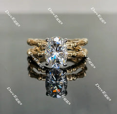 Oval curved bamboo moissanite engagement ring| Doveggs