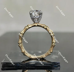 Oval curved bamboo moissanite engagement ring| Doveggs