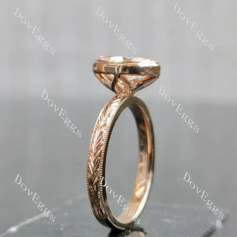 Carved bezel solitaire ethical lab diamond engagement ring only semi-mount only(Exclusively to DovEggs Stones)