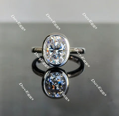 Wendyann's- Oval bezel setting oval moissanite engagement ring| Doveggs