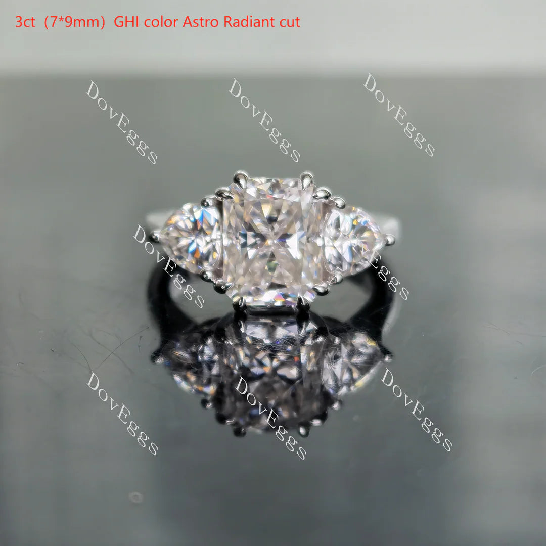 Three-stone lab diamond engagement ring semi-mount only(Exclusively to DovEggs Stones)
