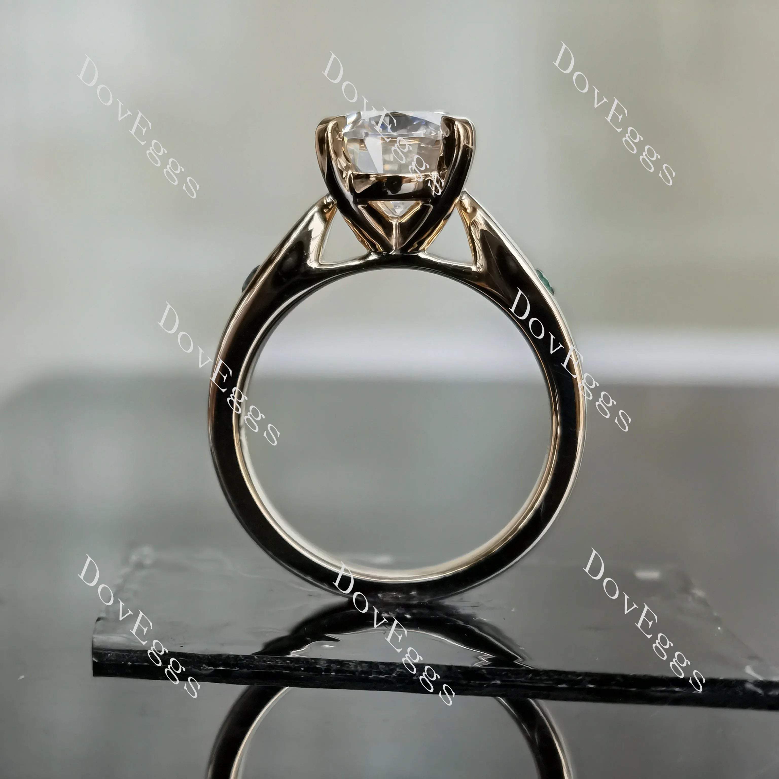 Oval art deco moissanite engagement ring| DovEggs