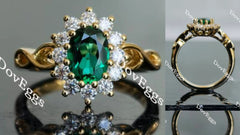 Oval floral colored gem engagement ring| Doveggs