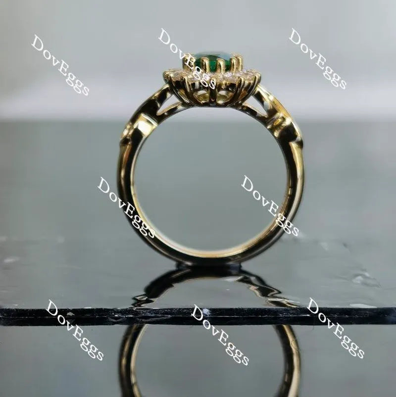 Oval floral colored gem engagement ring| Doveggs