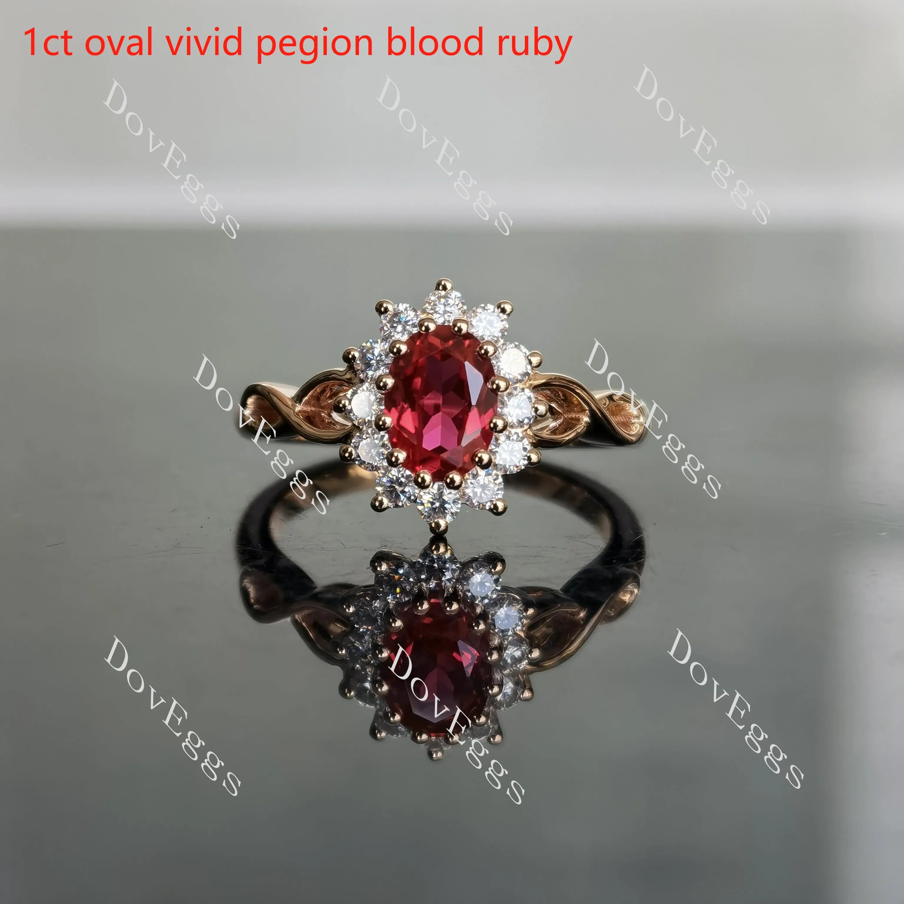 Oval floral colored gem engagement ring| Doveggs