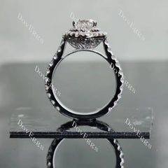Oval double halo pave moissanite engagement ring| Doveggs