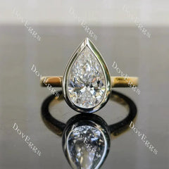 Bezel hidden halo engagement ring only semi-mount only(Exclusively to DovEggs Stones)