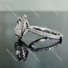 Oval halo pave moissanite engagement ring| Doveggs