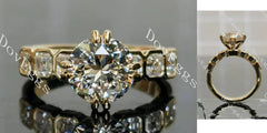 Pave side stones bezel engagement ring semi-mount only(Exclusively to DovEggs Stones)