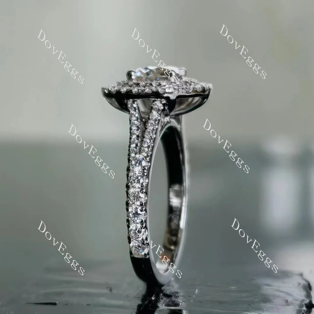 Halo pave engagement ring only semi-mount only(Exclusively to DovEggs Stones)