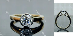 Doveggs Round Bezel Lab Grown Diamond Engagement Ring