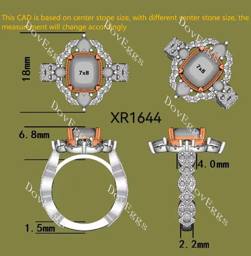 Doveggs floral engagement ring semi-mount only(Exclusively to DovEggs Stones)
