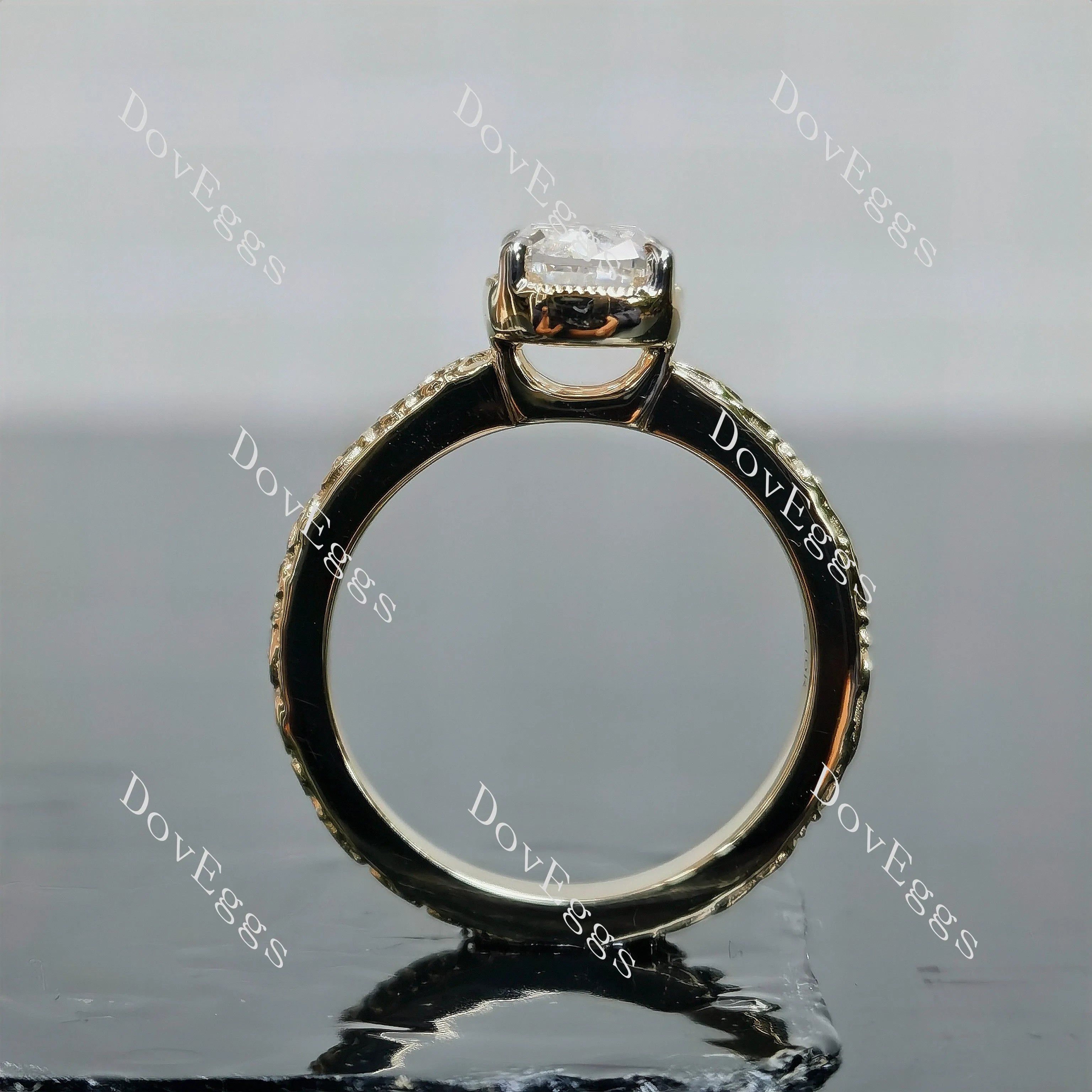 Doveggs Elongated Cushion Solitaire Art Deco Lab Grown Diamond Engagement Ring