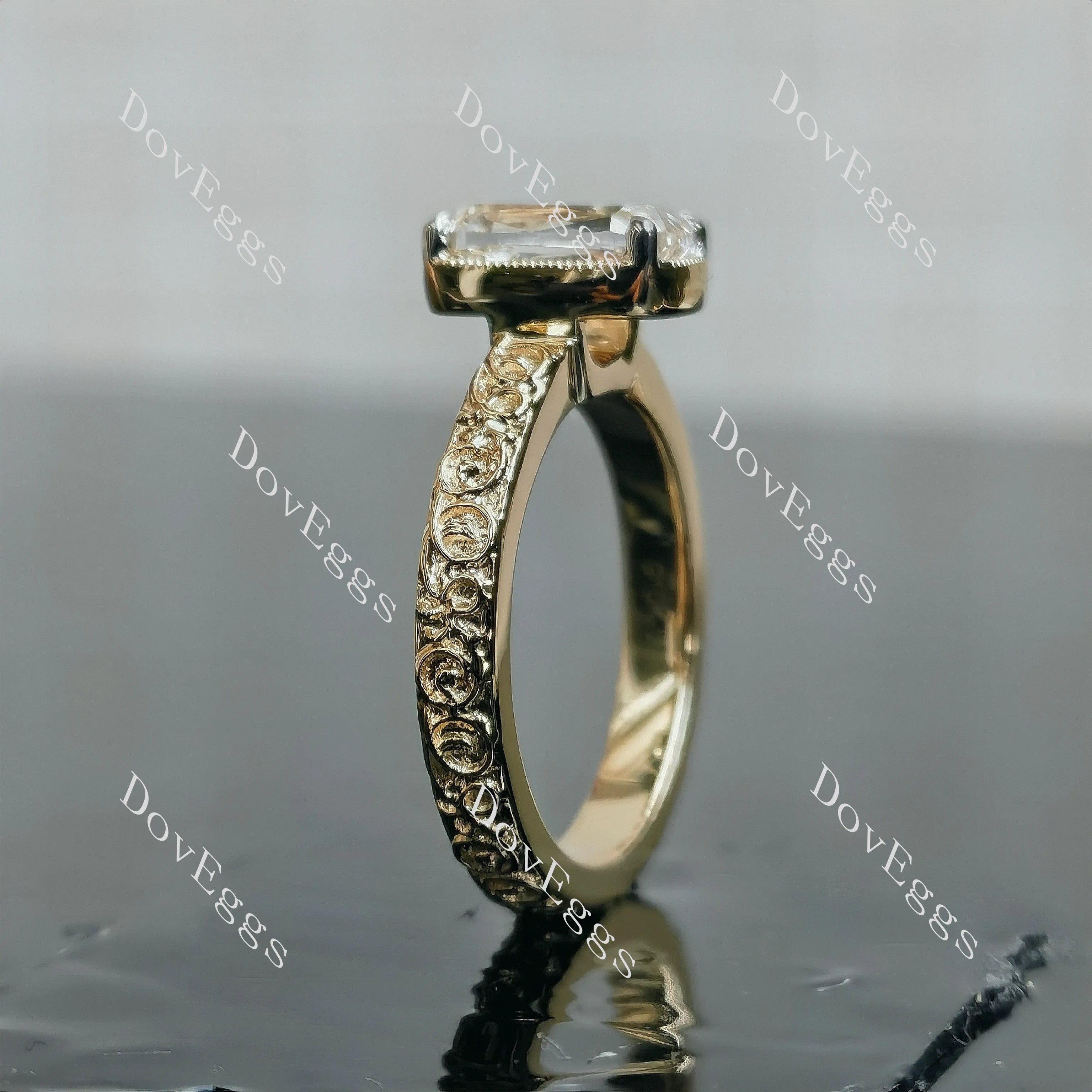 Doveggs Elongated Cushion Solitaire Art Deco Lab Grown Diamond Engagement Ring