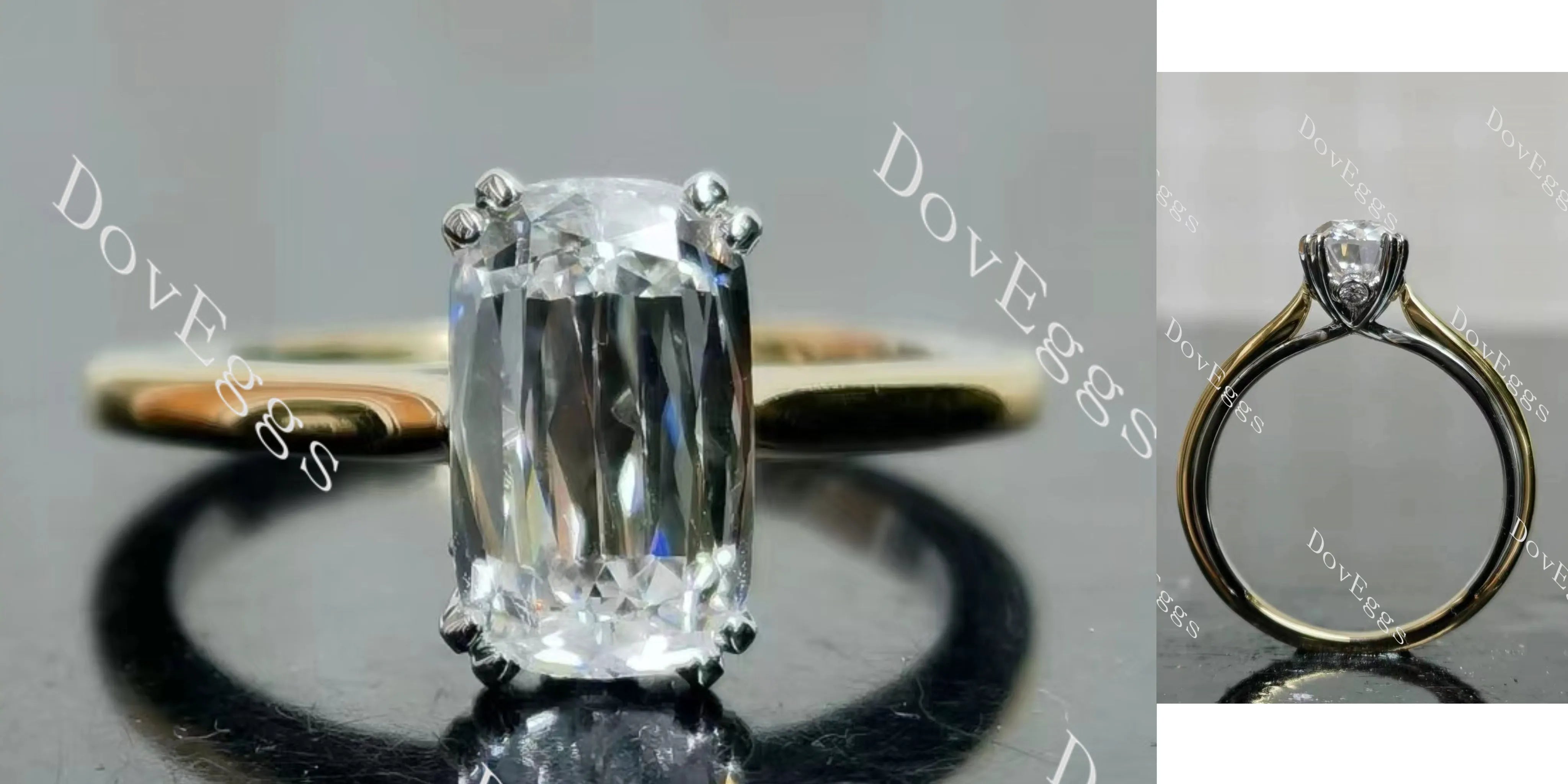 Cushion solitaire moissanite engagement ring| DovEggs