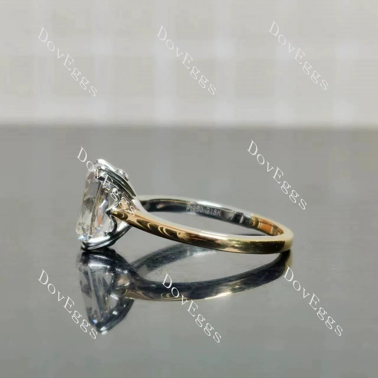 Cushion solitaire moissanite engagement ring| DovEggs