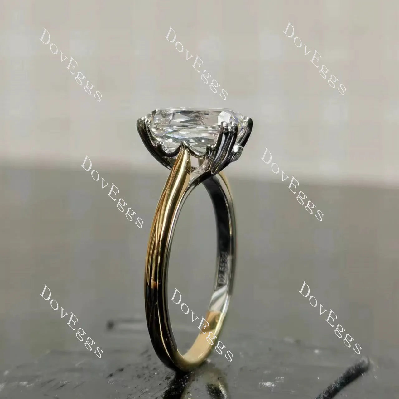 Cushion solitaire moissanite engagement ring| DovEggs