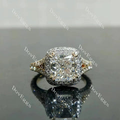Radaint halo split shanks pave moissanite engagement ring| DovEggs