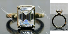 Emerald solitaire bezel moissanite engagement ring| DovEggs