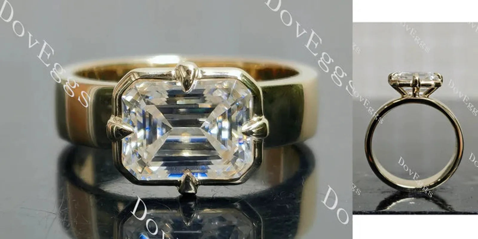 Doveggs bezel solitaire engagement ring semi-mount only(Exclusively to DovEggs Stones)